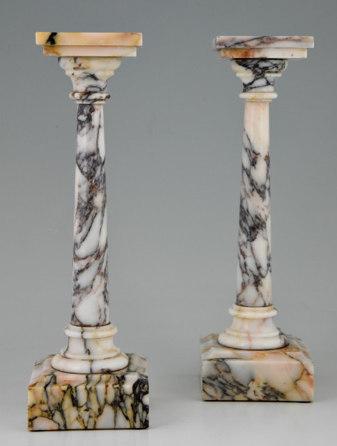 A pair of antique marble columns