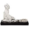 Art Deco Bronze versilbert Orientalische Frau mit Blumen