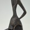 Modern bronzen sculptuur vrouw abstract