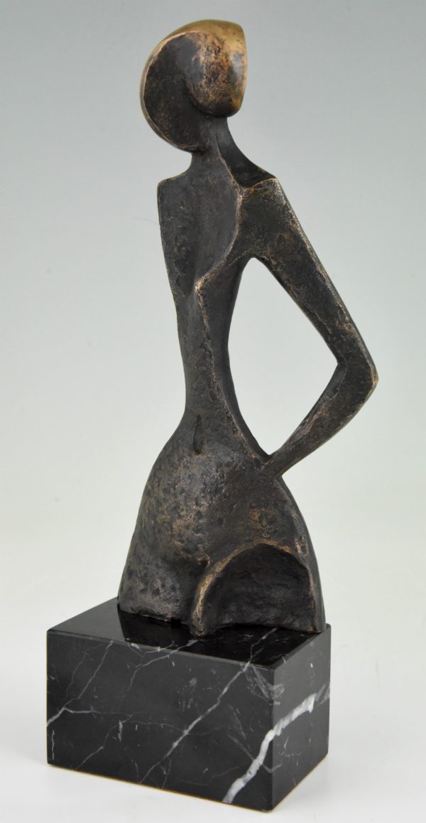 Modern bronze sculpture woman abstract