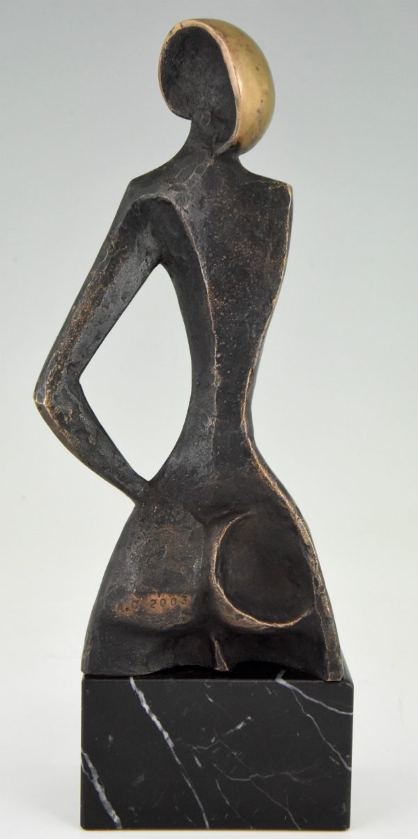 Modern bronze sculpture woman abstract