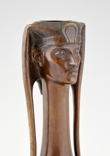 Egyptian Orientalist Vienna bronze vase with Pharao