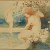 Paire d’Aquarelles Art Nouveau femmes nues