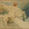 A Pair of Art Nouveau watercolor paintings with nudes