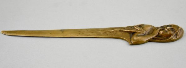 Art Nouveau bronze letter opener with lady