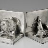 Art Deco silvered bronze cat & mouse bookends