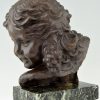 Art Deco bronzen buste van een jong meisje