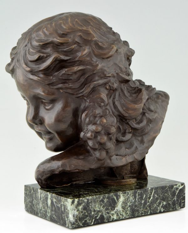 Art Deco buste en bronze d’une jeune fille