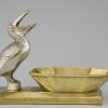 Art Deco bronze ashtray with pelican