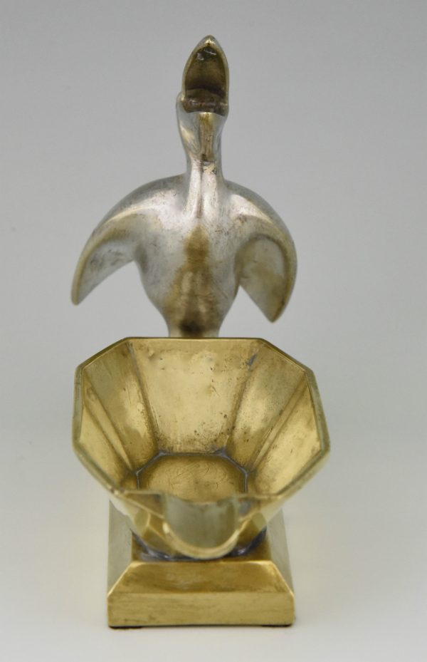 Art Deco Bronze Aschenbecher Pelikan