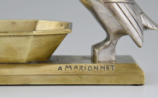 Art Deco bronze ashtray with pelican