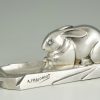 Art Deco verzilverd bronzen asbak met konijn