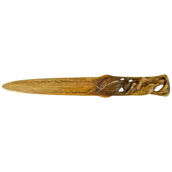 Art Nouveau coupe papier en bronze chardon