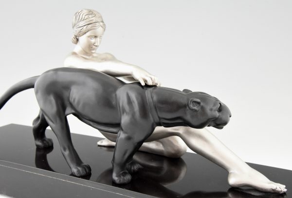 Art Deco sculpture nude with panther