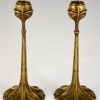 Art Nouveau paire de bougeoirs en bronze