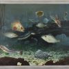 Art Deco painting of fish on the bottom of the sea