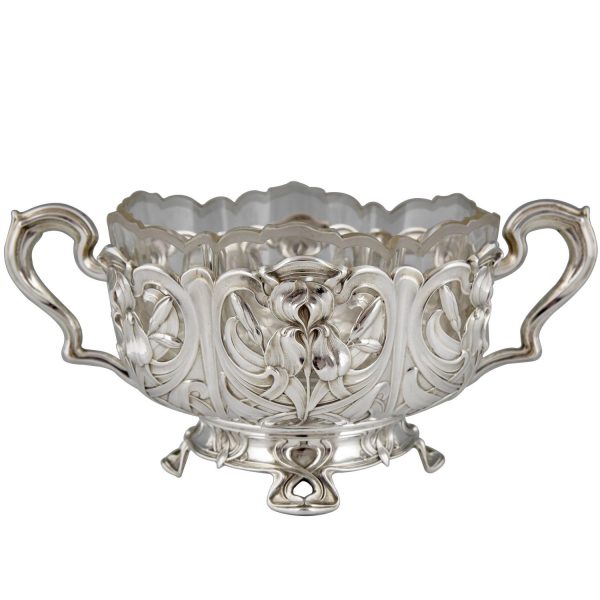 Art Nouveau silver flower dish