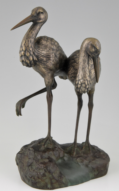 Art Deco sculpture bronze cigogne