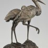 Art Deco bronze sculpture of storks