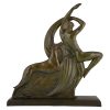 Art Deco Bronze Skulptur Frauenakt mit Barsoi Hund