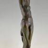 Art Deco sculpture bronze danseuse nue avec lévrier