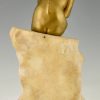 Art Deco bronze sculpture nude lady on column