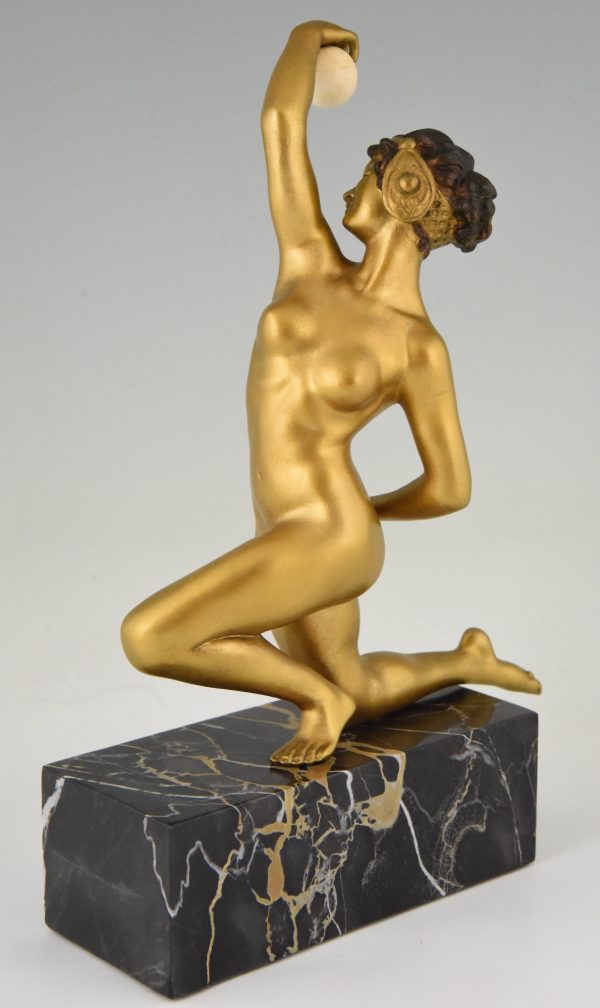 Art Deco bronze sculptuur naakte vrouw