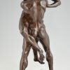 Antiek bronzen beeld strijd tussen Hercules en Antaeus