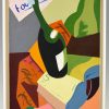 Painting colorful still life with bottle “ne pas toucher”