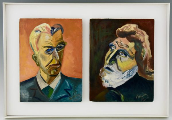 Schilderij, twee mannen portretten