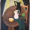 Mid Century painting interior still life with jugs