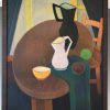 Mid Century painting interior still life with jugs