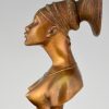 Art Deco Bronze Skulptur Maskottchen Prinzessin Neginga, Afrikanische Schönkeit