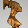 Art Deco sculpture mascotte automobile bronze princesse Neginga, beauté Africaine.