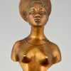 Art Deco sculpture mascotte automobile bronze princesse Neginga, beauté Africaine.