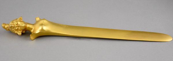 Art Nouveau gilt bronze letter opener with lady