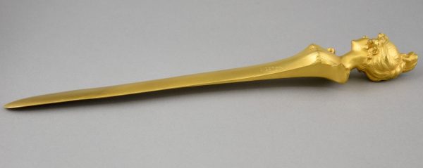 Art Nouveau gilt bronze letter opener with lady