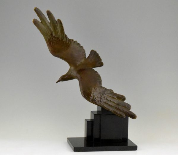 Art Deco bronzen beeld zwevende Albatros of meeuw