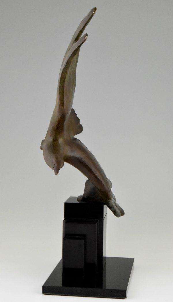 Art Deco bronzen beeld zwevende Albatros of meeuw