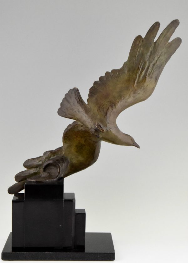 Art Deco bronzen beeld zwevende Albatros of meeuw