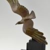 Art Deco bronzen beeld zwevende Albatros of meeuw