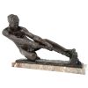 Art Deco bronzen sculptuur naakte man met touw