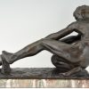 Art Deco Skulptur Bronze Männlicher Akt