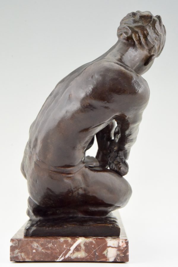 Art Deco Skulptur Bronze Männlicher Akt