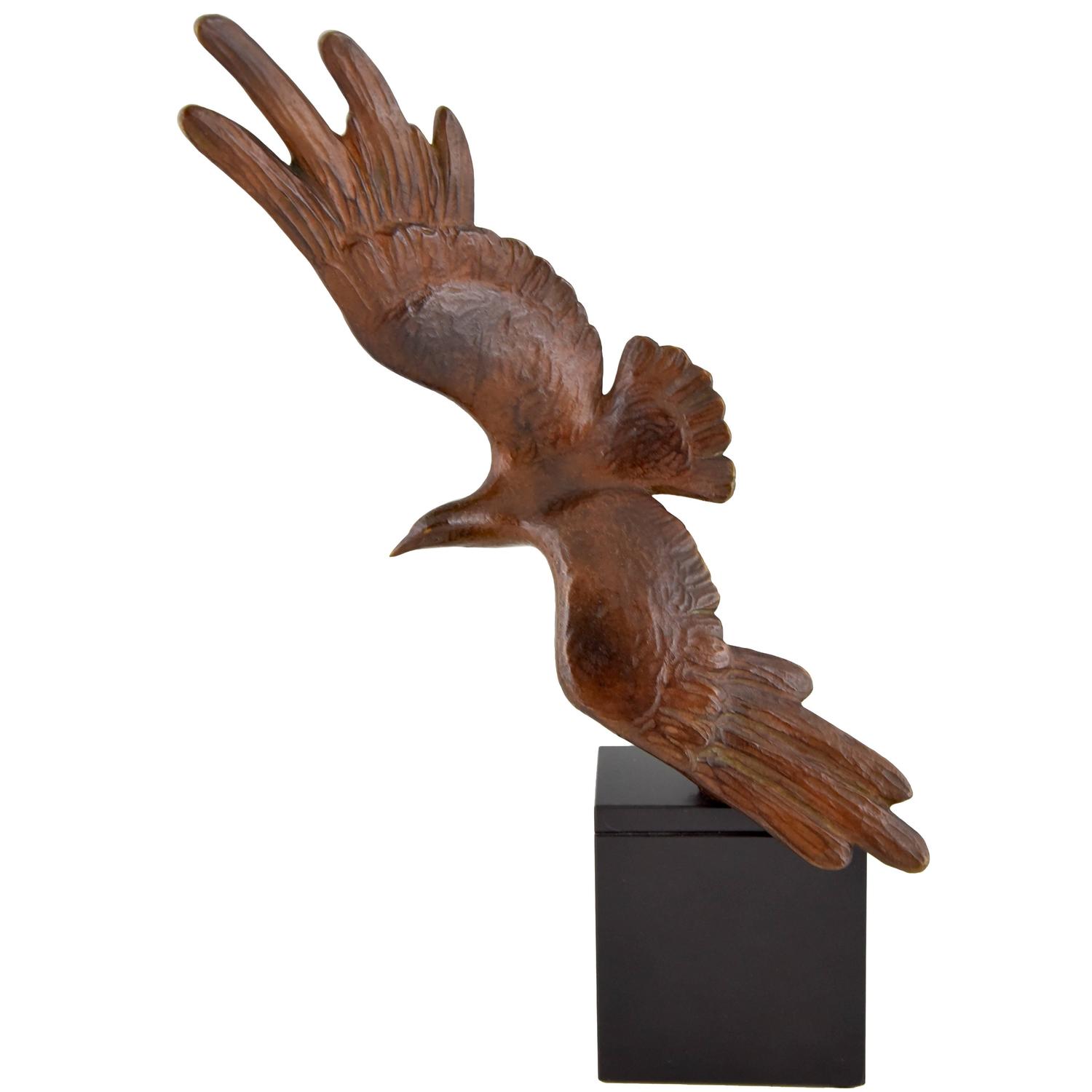 Art Deco bronze beeld vliegende meeuw