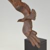 Art Deco bronze sculpture seagull in flight.