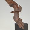 Art Deco sculpture bronze mouette en vol