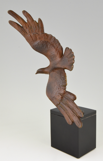Art Deco bronze sculpture seagull in flight.
