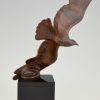 Art Deco sculpture bronze mouette en vol