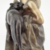 Art Deco sculpture en bronze femme au panthère